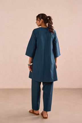 Teal Blue Cotton Co-ord Set - Tara-C-Tara