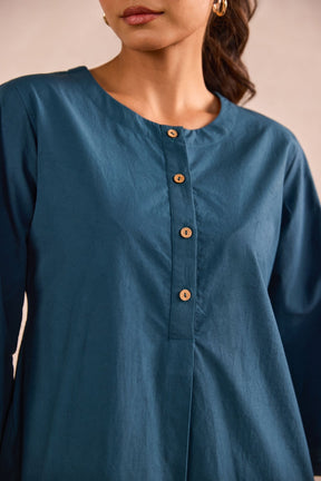 Teal Blue Cotton Co-ord Set - Tara-C-Tara