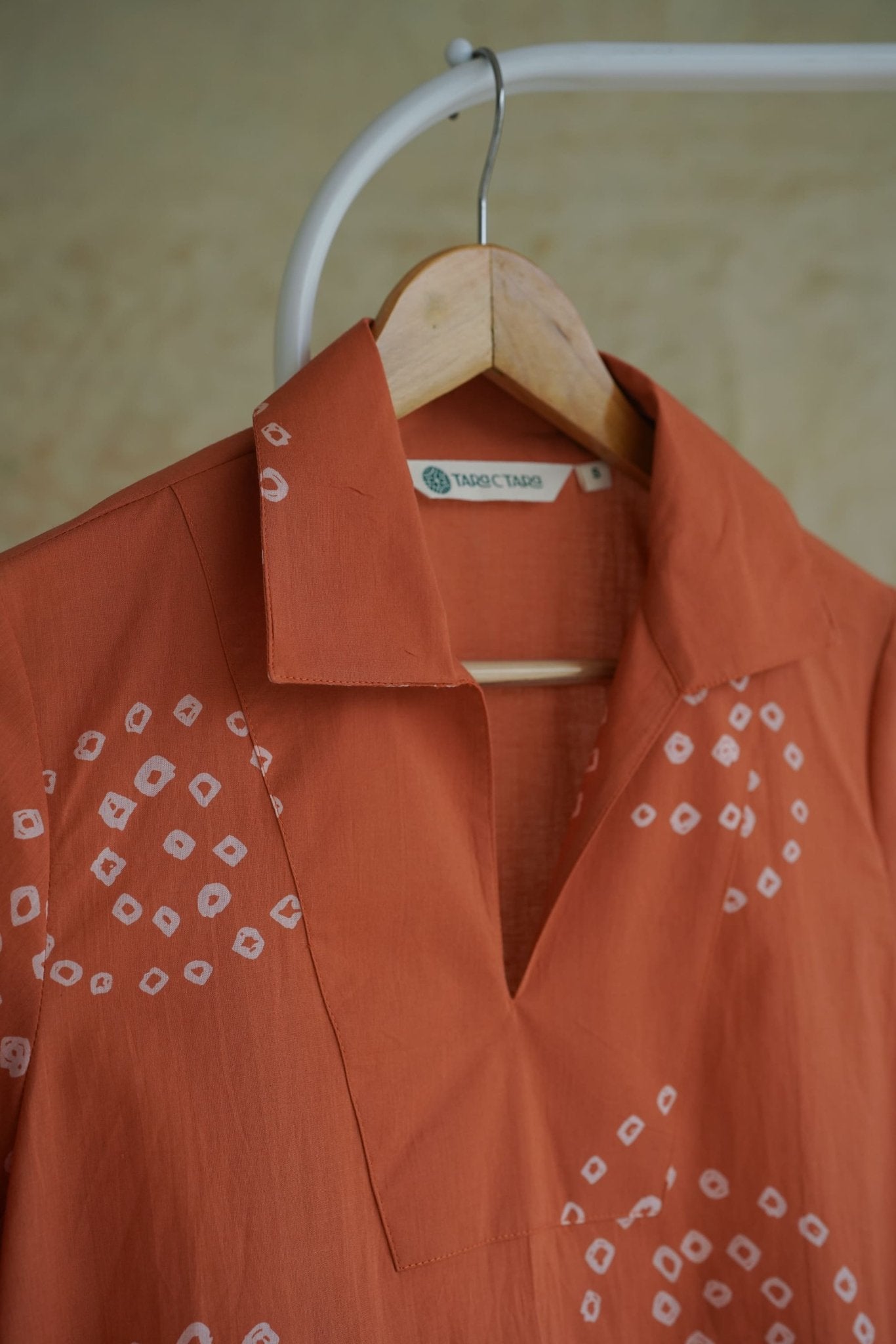Terracotta Bandhej Hand Block Printed Short Kurta - Tara-C-Tara