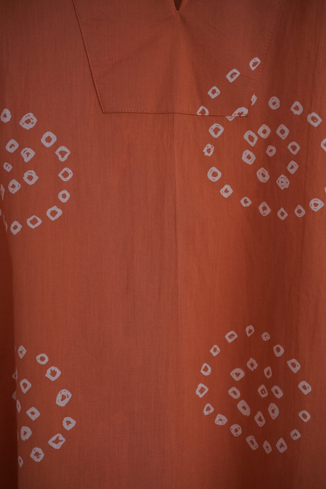 Terracotta Bandhej Hand Block Printed Short Kurta - Tara-C-Tara