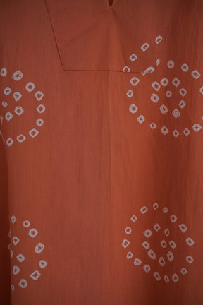 Terracotta Bandhej Hand Block Printed Short Kurta - Tara-C-Tara