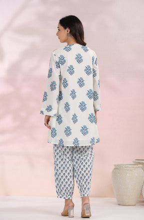 The White - Blue Floral Printed Coord Set - Tara - C - Tara