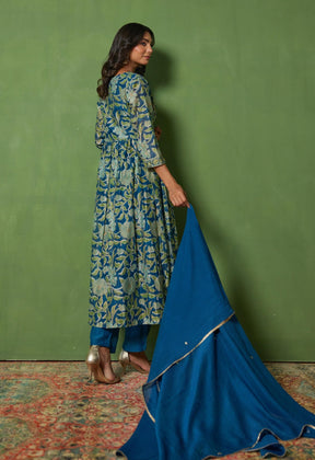 Timeless Grace: Hand Block Printed Chanderi Kurta Set - Tara - C - Tara