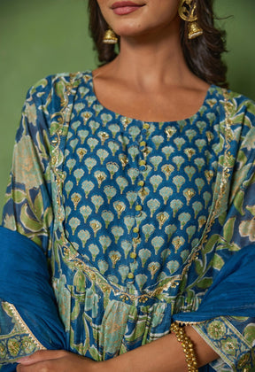 Timeless Grace: Hand Block Printed Chanderi Kurta Set - Tara - C - Tara