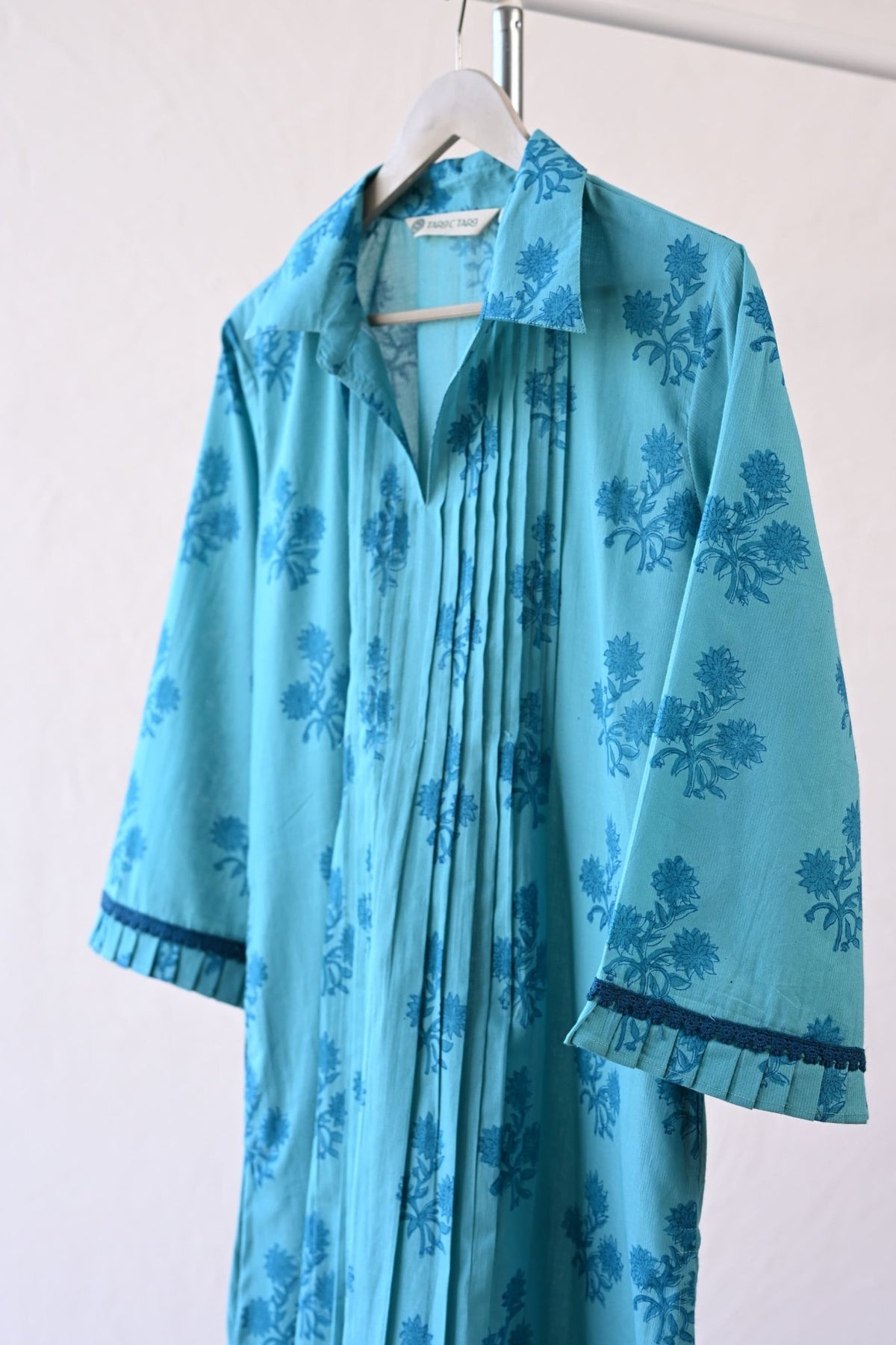 Turquoise Tonal Hand Block Printed Kurta - Tara - C - Tara