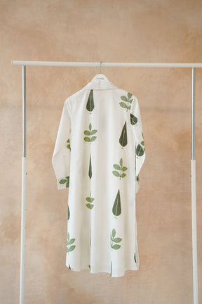 White Botanical Block Print Shirt Kurta - Tara - C - Tara