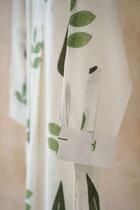 White Botanical Block Print Shirt Kurta - Tara - C - Tara