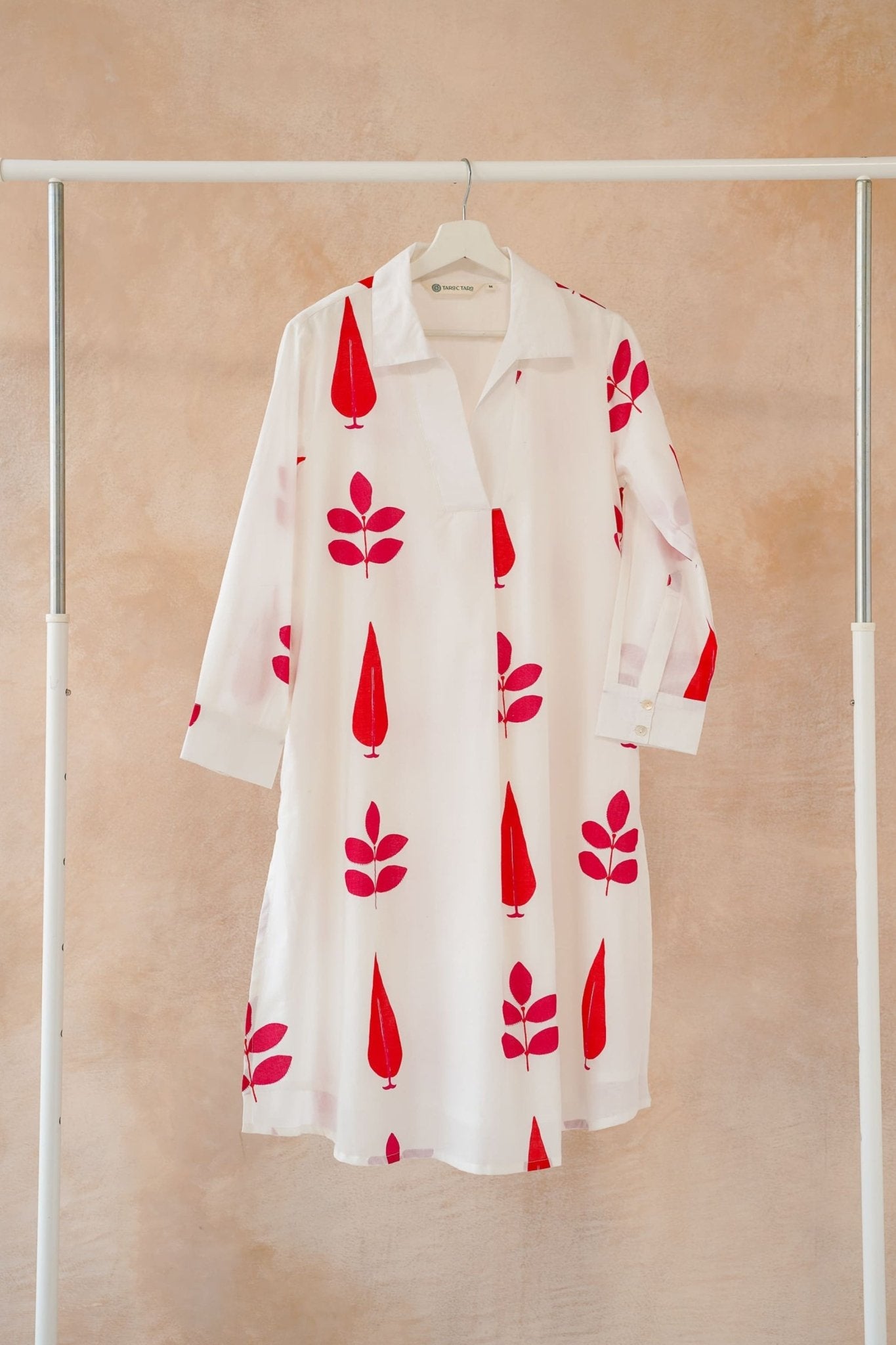 White Botanical Print Kurta - Tara - C - Tara