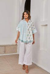 White Cotton Hand Block Printed Coord Set - Tara - C - Tara