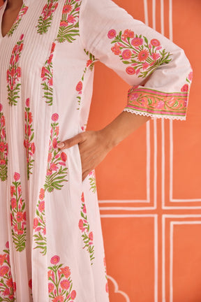 White Floral Hand Block Printed Co-ord Set - Tara-C-Tara