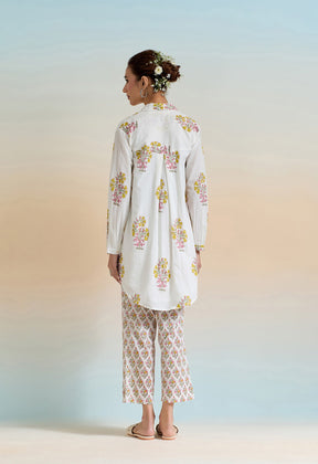 WHITE FLORAL HAND BLOCK PRINTED COORD SET - Tara - C - Tara