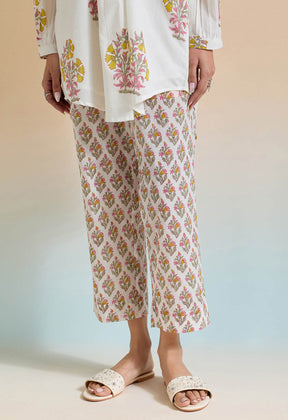 WHITE FLORAL HAND BLOCK PRINTED COORD SET - Tara - C - Tara