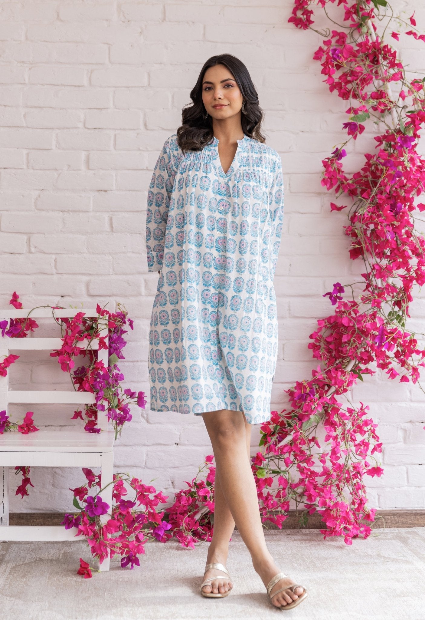 Flower print shirt dress hotsell