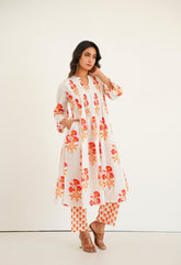 White floral Printed Kurta with Bottom - Tara - C - Tara