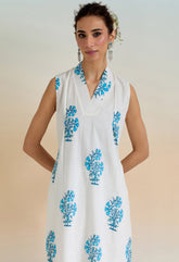 WHITE HAND BLOCK PRINTED COORD SET - Tara-C-Tara