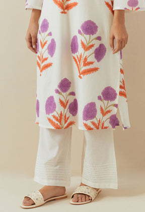 WHITE LILAC HAND BLOCK PRINTED COORD SET - Tara - C - Tara