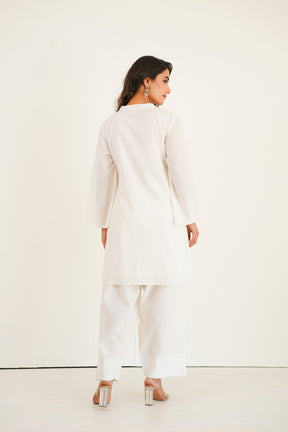 White Solid Farsi Salwar Coord Set - Tara - C - Tara