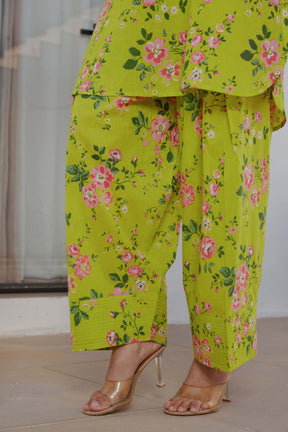 Yellow Floral Farsi Salwar Coord Set - Tara - C - Tara