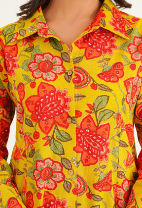 Yellow Floral Printed Co - Ord Set - Tara - C - Tara