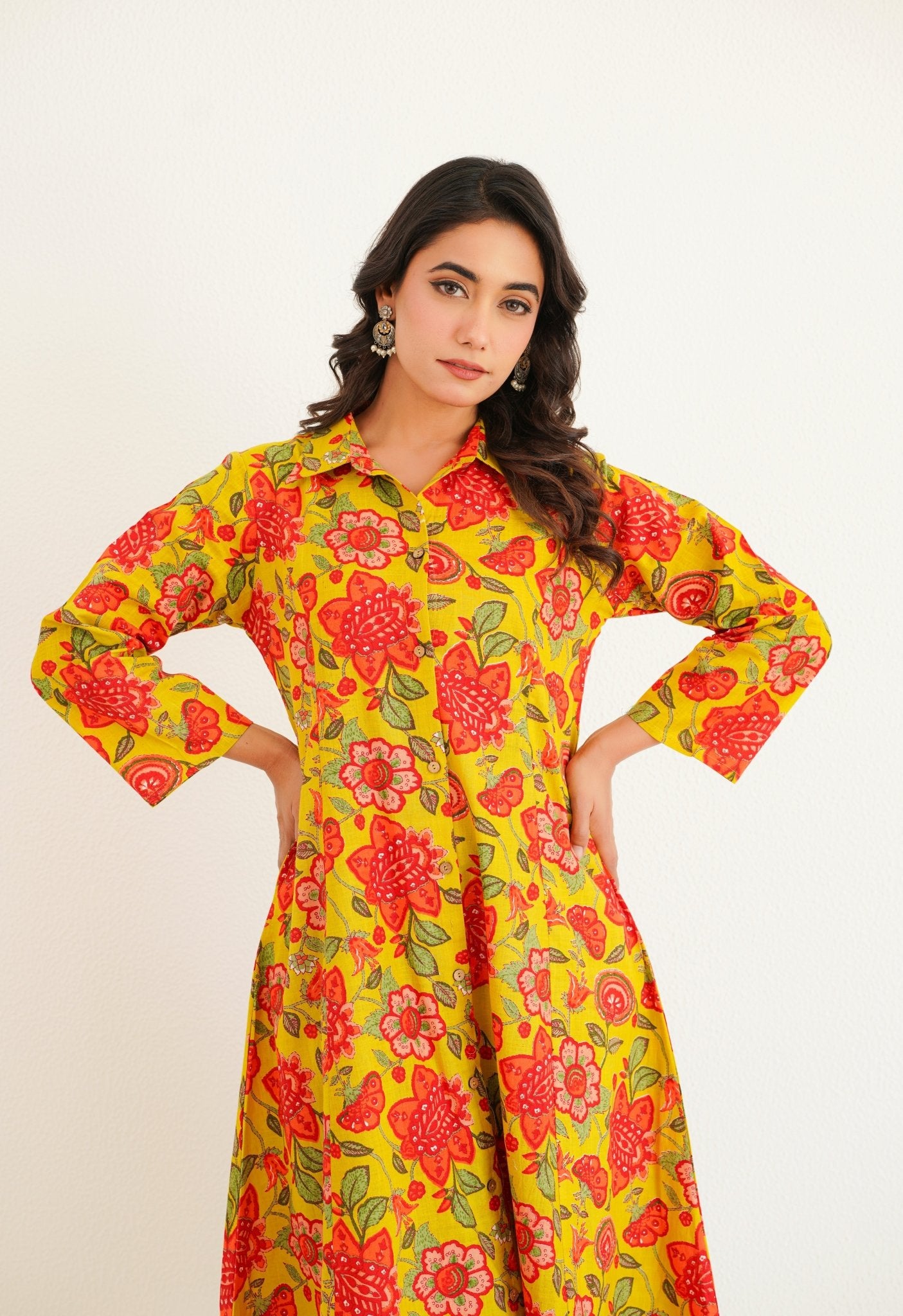 Yellow Floral Printed Co - Ord Set - Tara - C - Tara