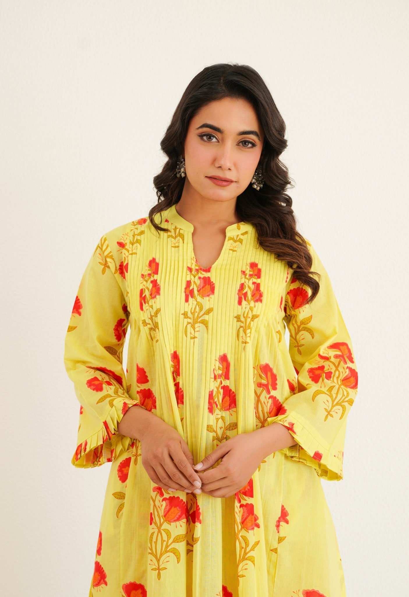 Yellow floral Printed Kurta with Bottom - Tara - C - Tara