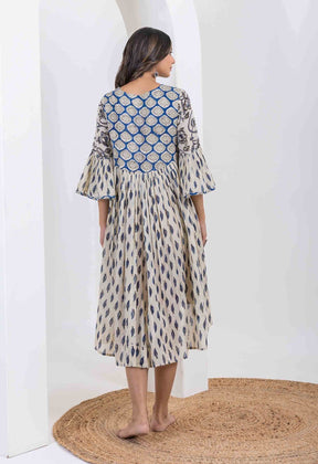 Bagru Hand Block Printed Asymmetric cut Dress - Tara-C-Tara