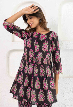 Black Floral Printed Co-ord Set - Tara-C-Tara