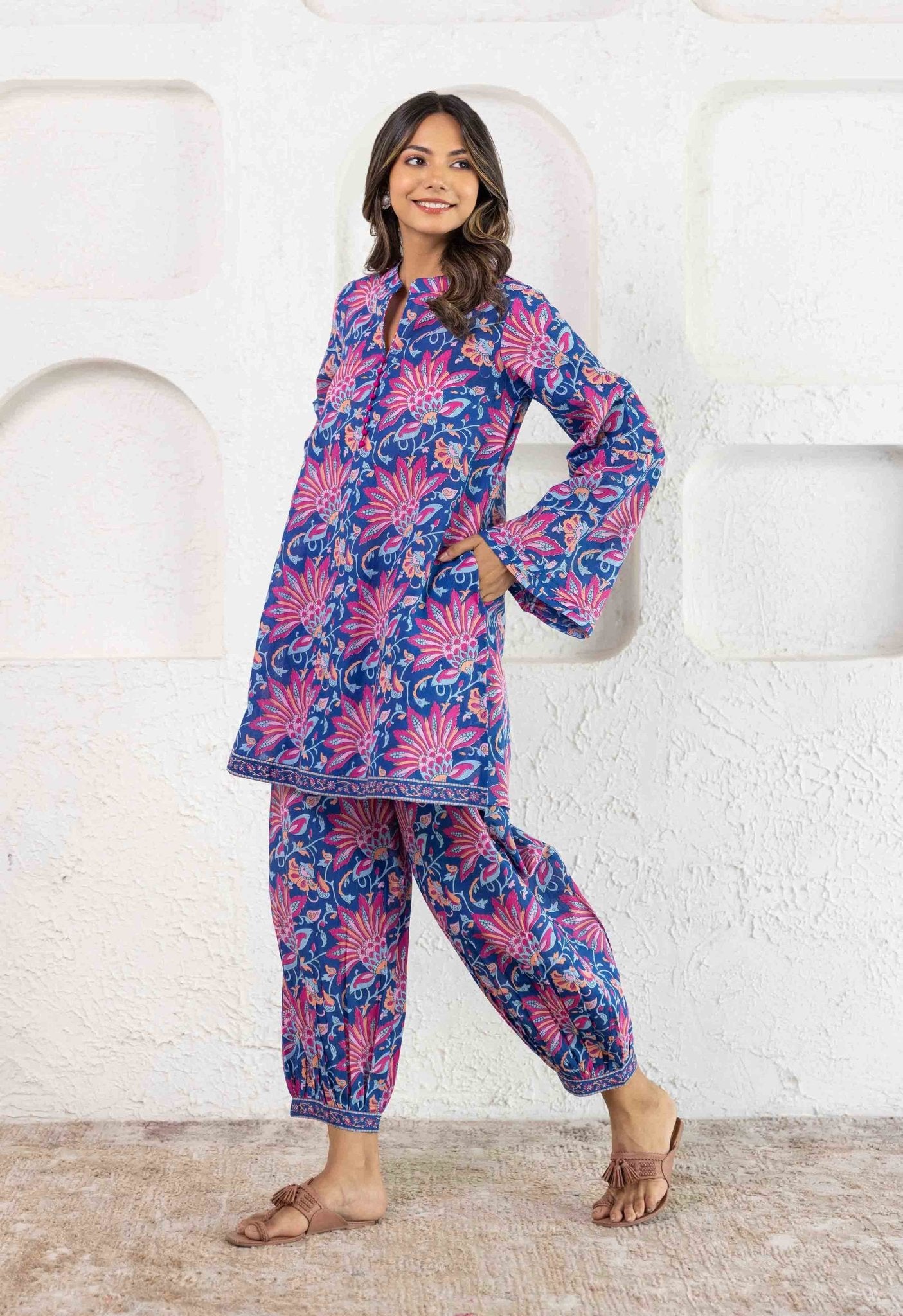 Buy Blue Floral Printed Women Co-ord Set Online - W for Woman