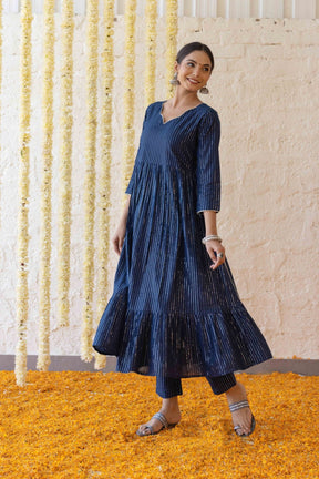 Coal blue Lurex Suit Set - Tara-C-Tara