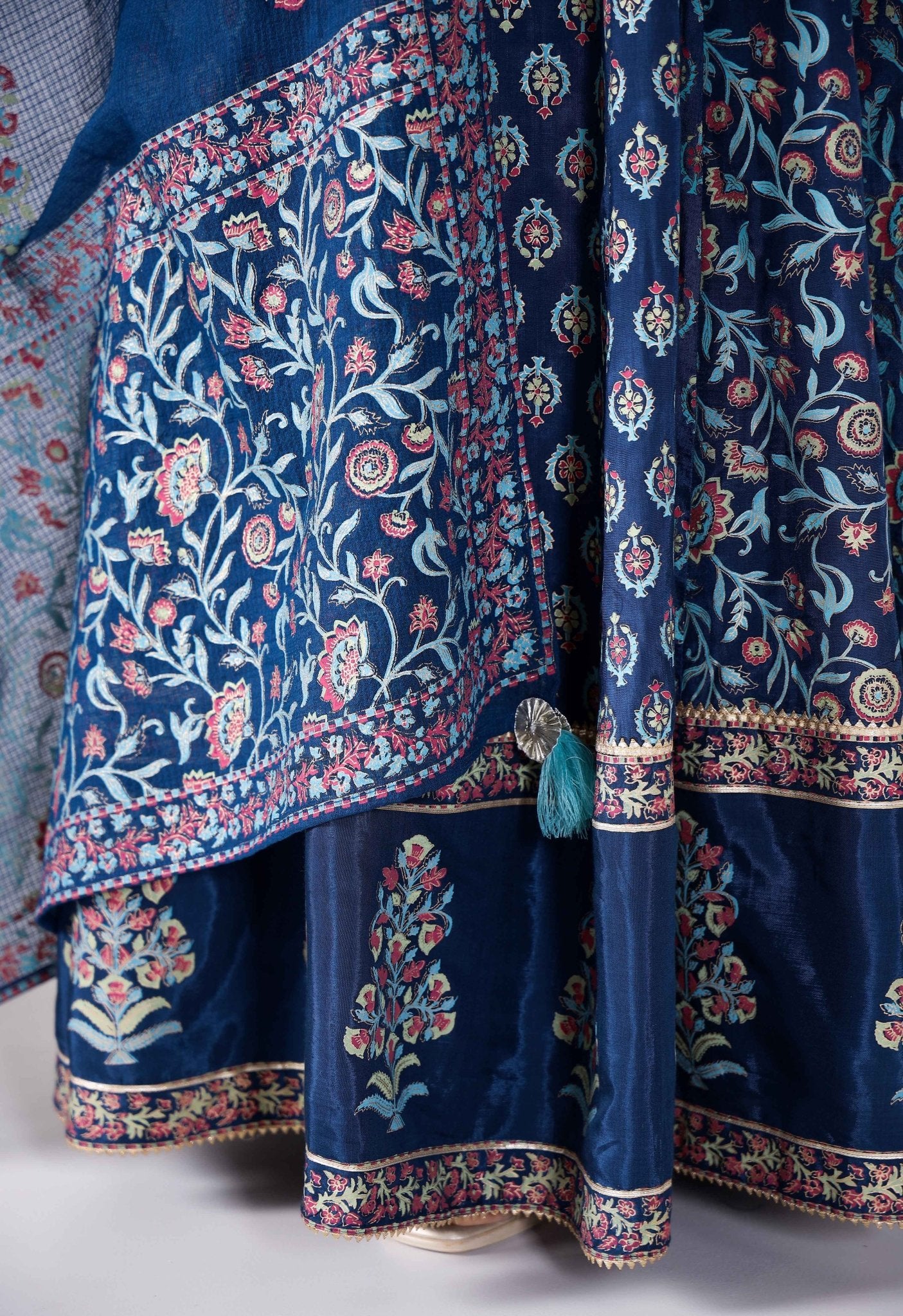 Floral Buti Printed long Anarkali dress With Pants and Printed Doriya Dupatta (3pc Set) - Tara-C-Tara