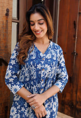 Indigo Hand Block A-line Co- Ord Set - Tara-C-Tara