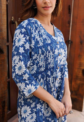 Indigo Hand Block A-line Co- Ord Set - Tara-C-Tara