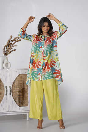 Multi Color Floral Digital Printed Co-ord Set - Tara-C-Tara