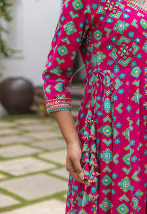 Patola Pink Anarkali Long dress with organza dupatta - Tara-C-Tara