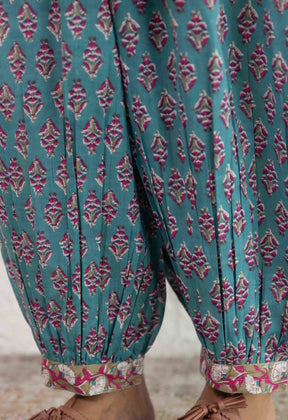 Turquoise Floral Printed Co-ord Set - Tara-C-Tara