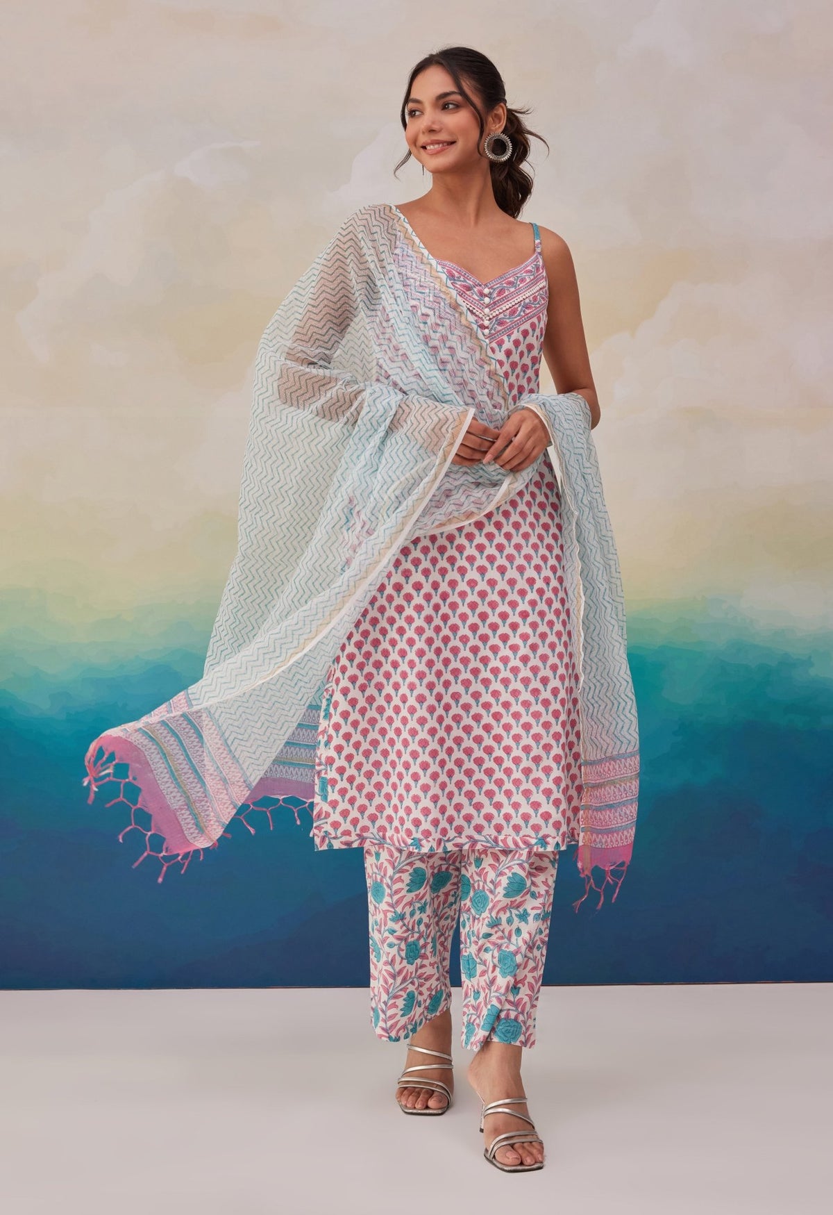 Gurleen Gambhir in Sleeveless Suit Set with Doriya Dupatta